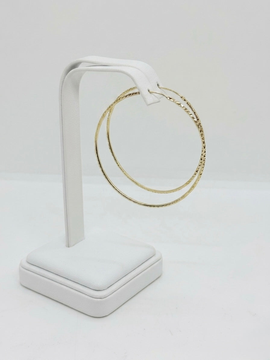 14ct Yellow Gold Diamond-Cut Hoop Earrings