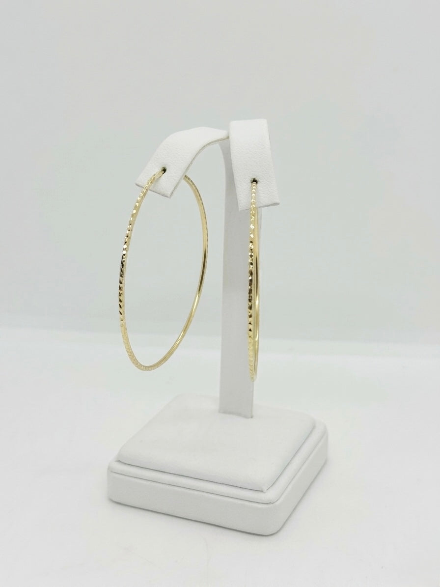 14ct Yellow Gold Diamond-Cut Hoop Earrings