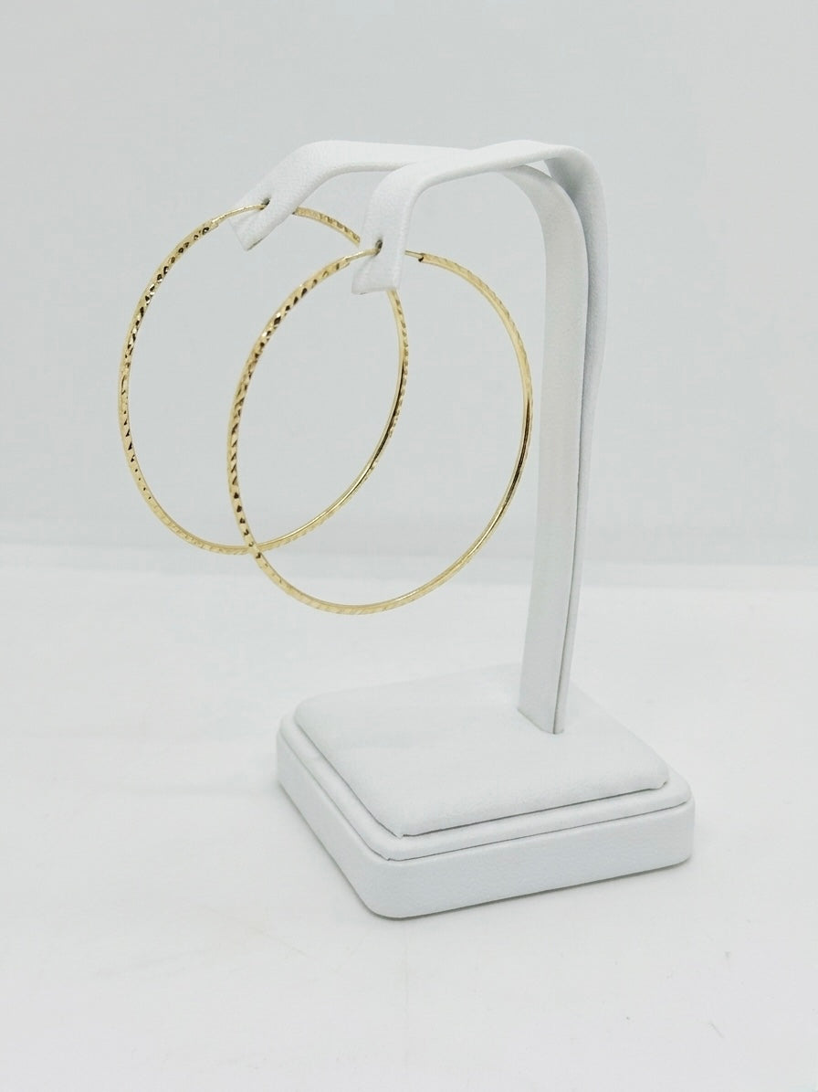 14ct Yellow Gold Diamond-Cut Hoop Earrings