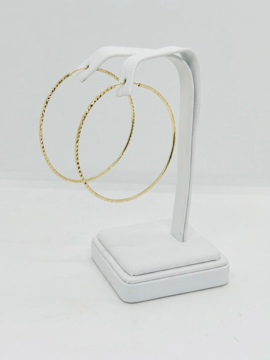 14ct Yellow Gold Diamond-Cut Hoop Earrings