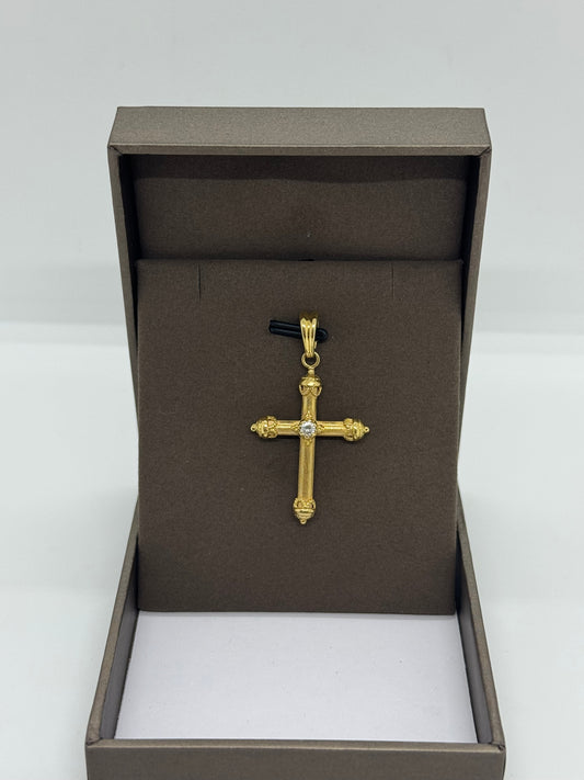 18k Gold & Diamond Cross Pendant