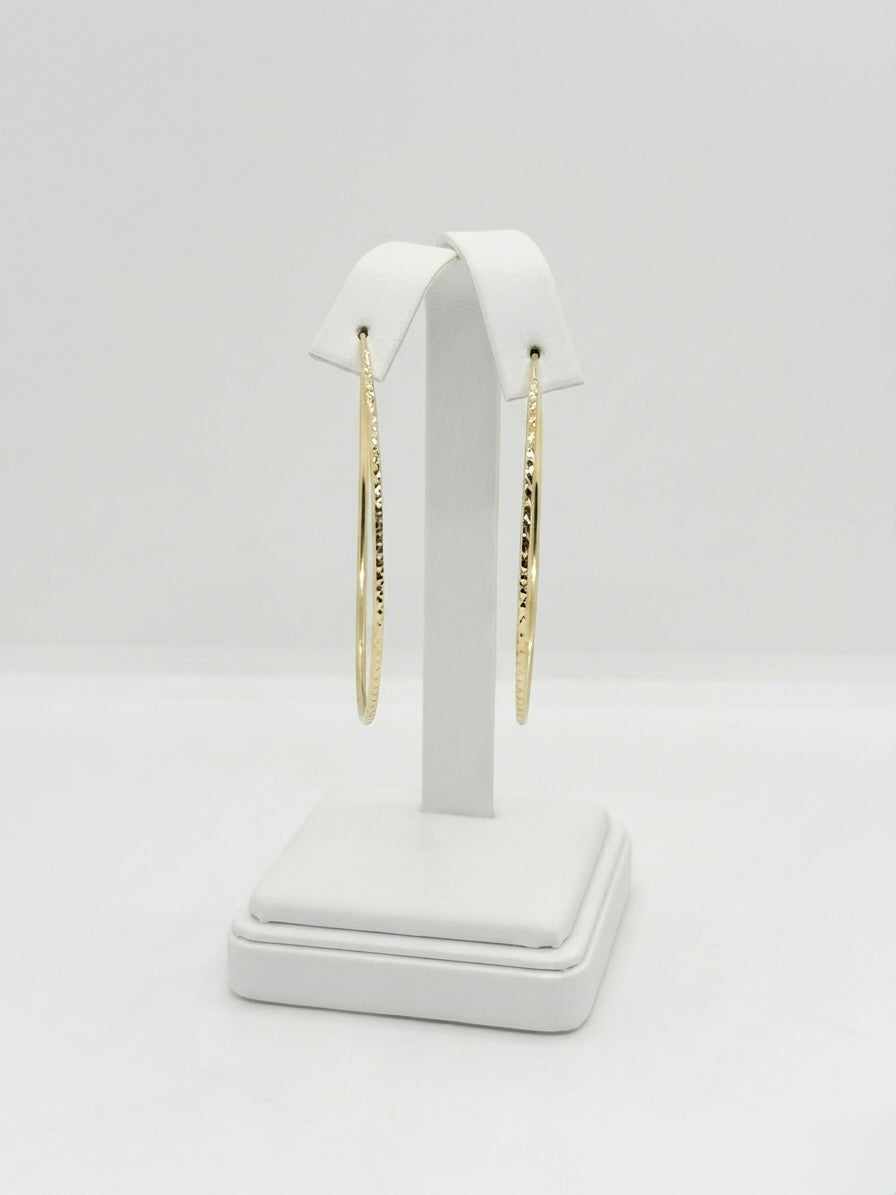 14ct Yellow Gold Diamond-Cut Hoop Earrings