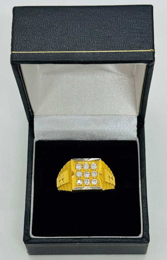 22K Men's Cluster Signet Ring