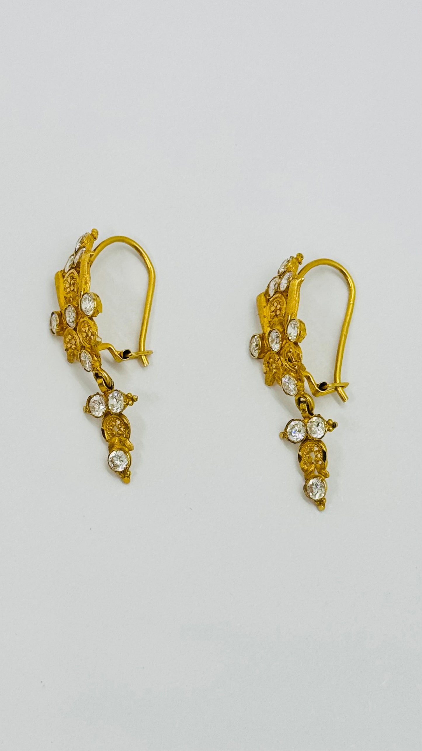 Asian Gold  C/Z Set Droop Earrings