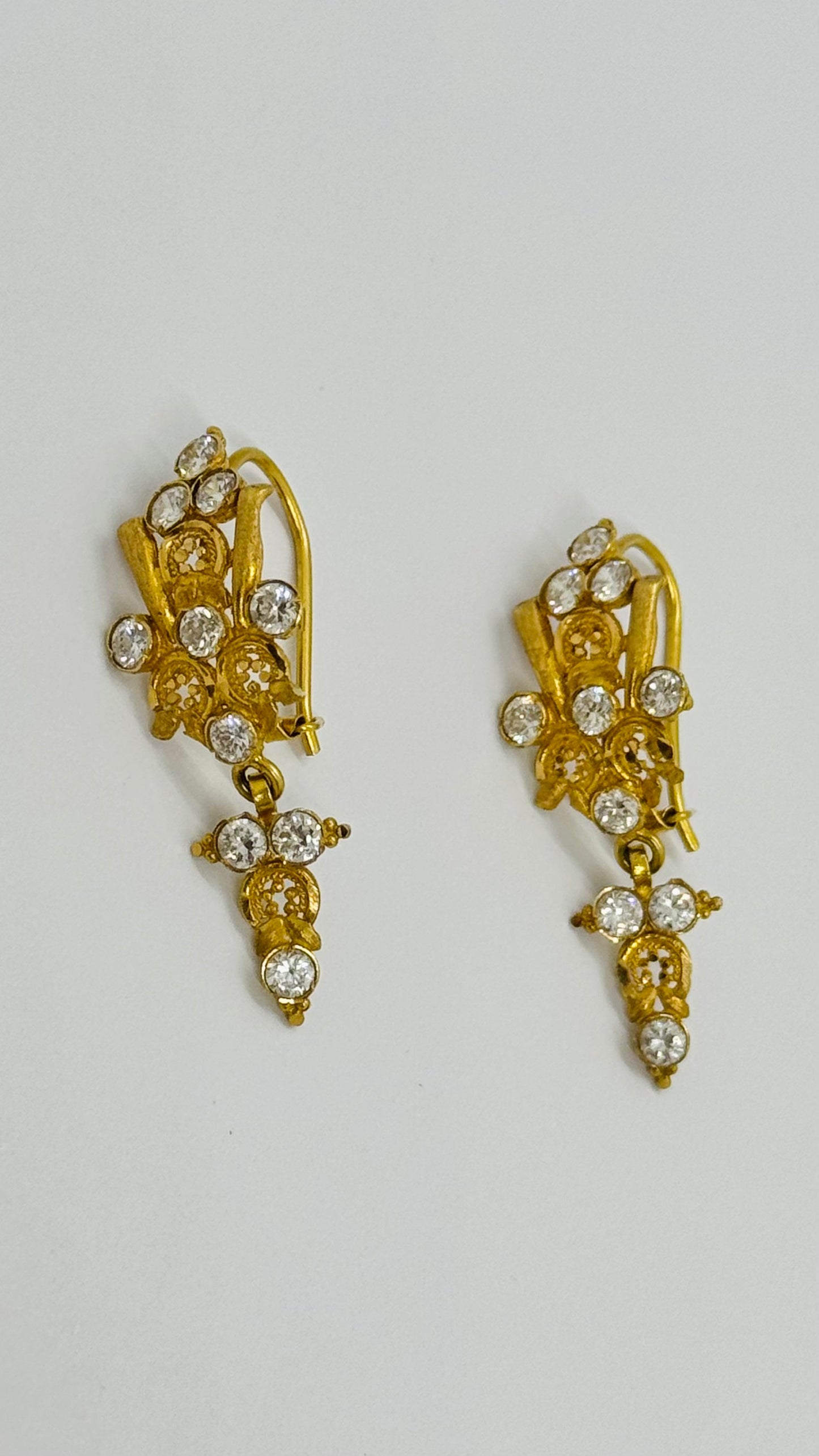 Asian Gold  C/Z Set Droop Earrings