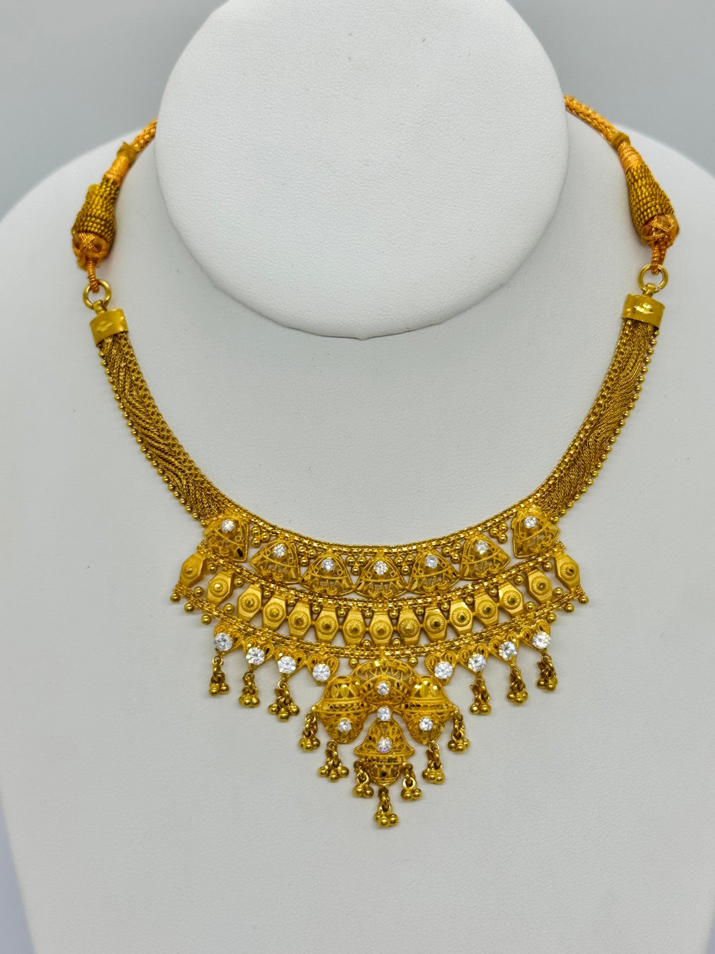 Asian Gold Fancy C/Z  Set Necklace & Earrings