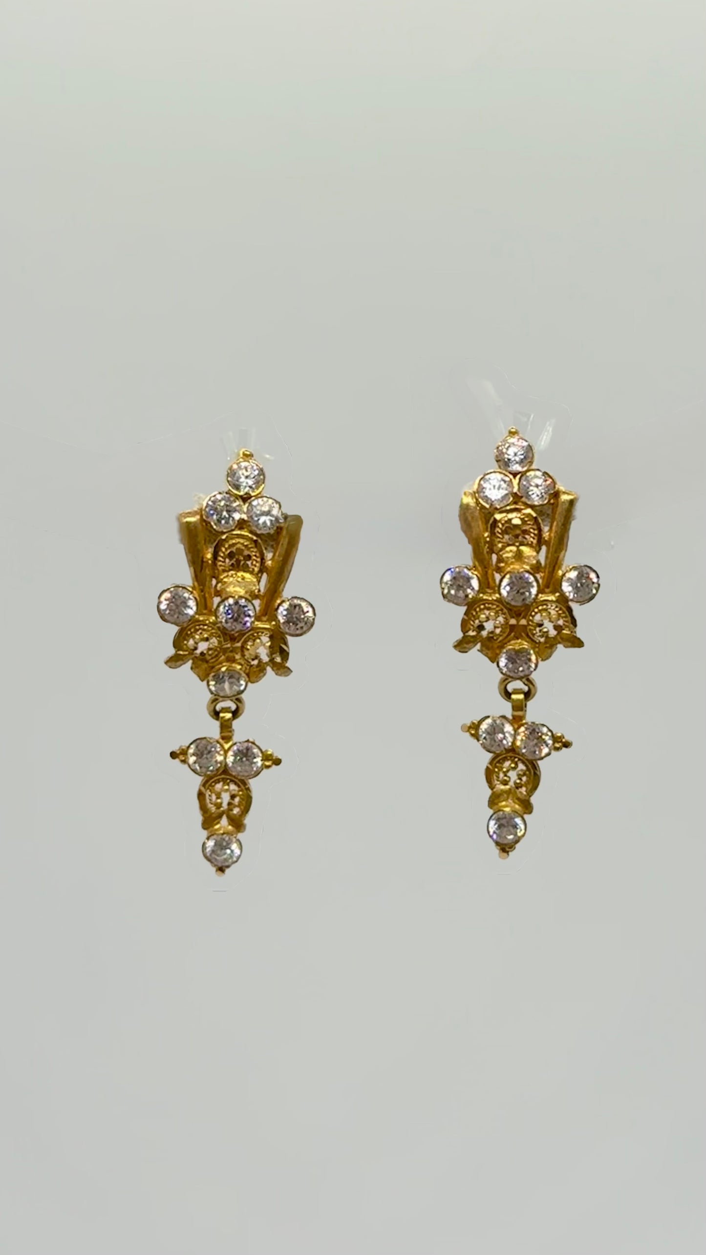Asian Gold  C/Z Set Droop Earrings