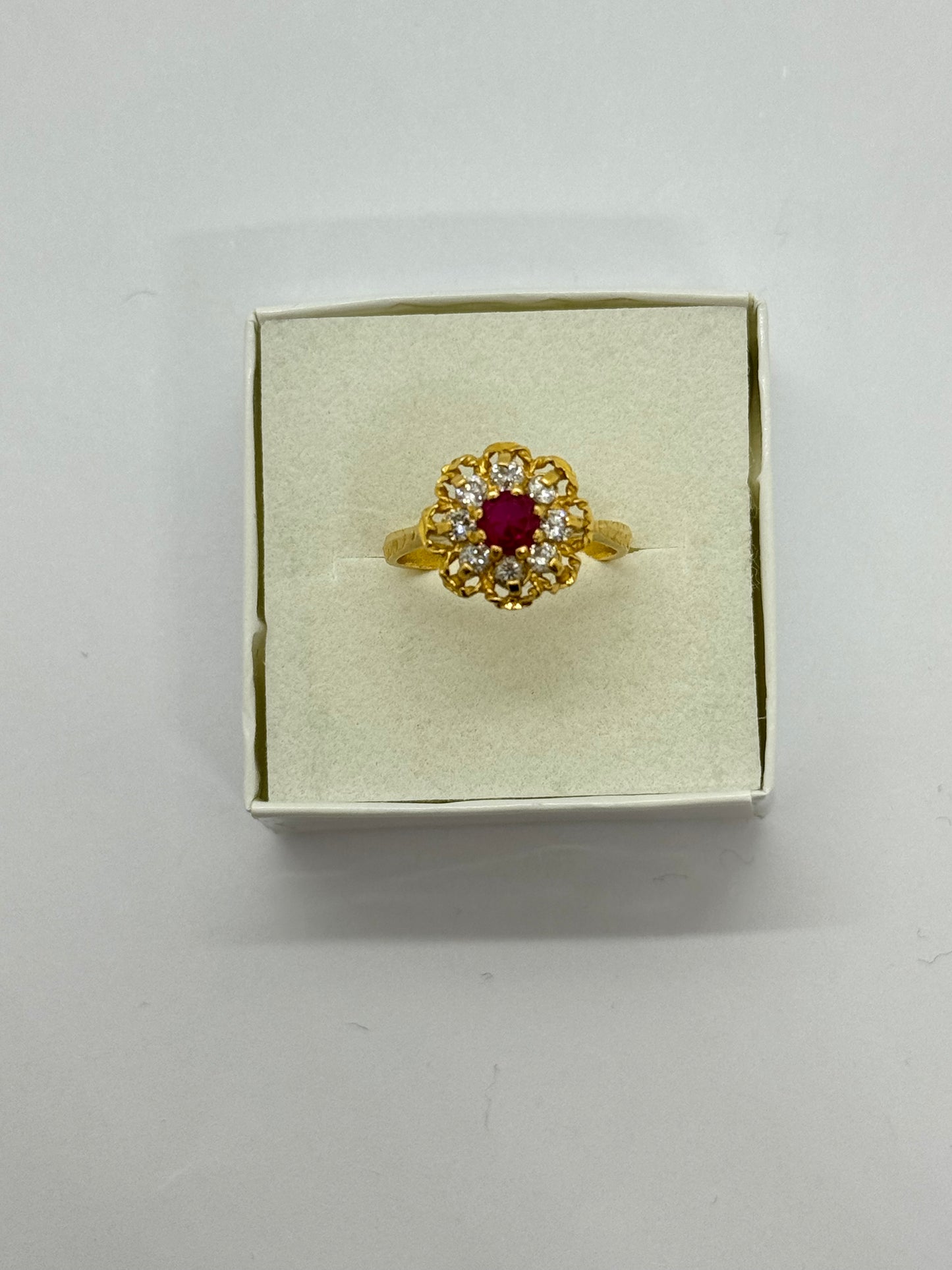 Asian Gold Flower Style Ring stone set