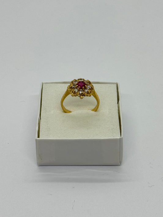 Asian Gold Flower Style Ring stone set