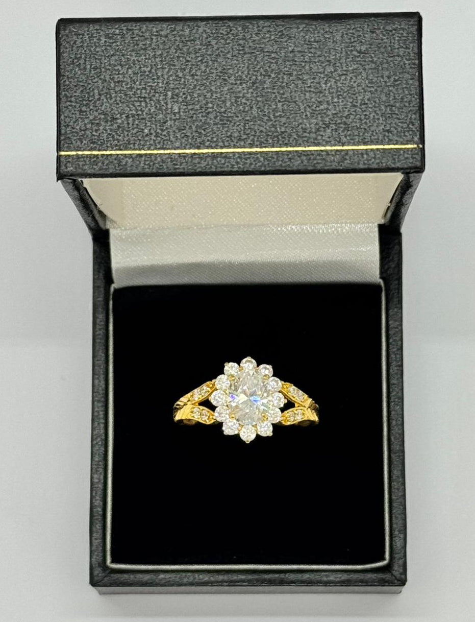 Asian Gold CZ Cluster Ring