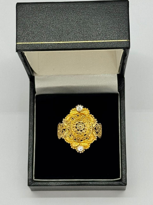 Asian Gold Two Stone Ring