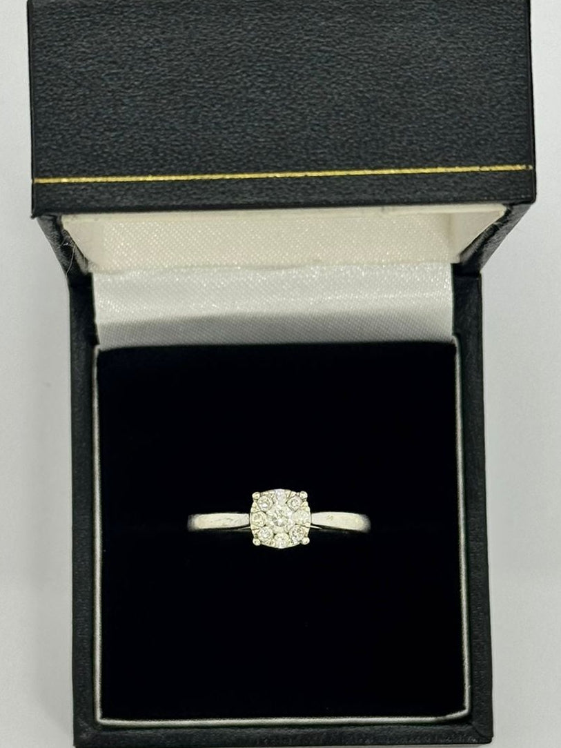 9ct W/G Diamond Cluster Ring