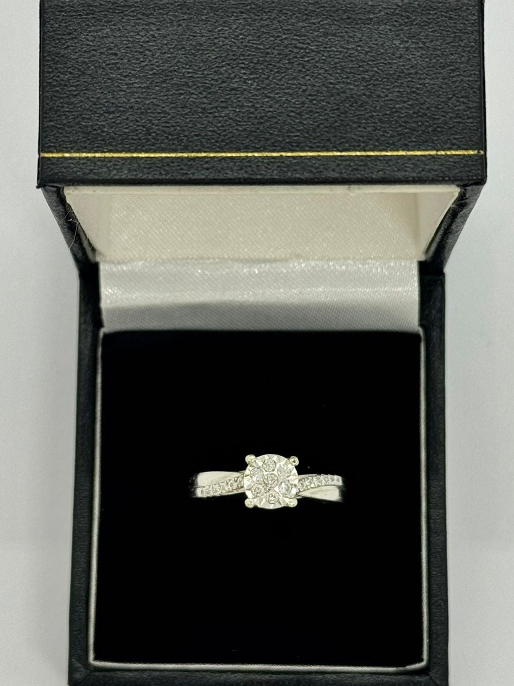 9ct White Gold  Cross Over Diamond Ring