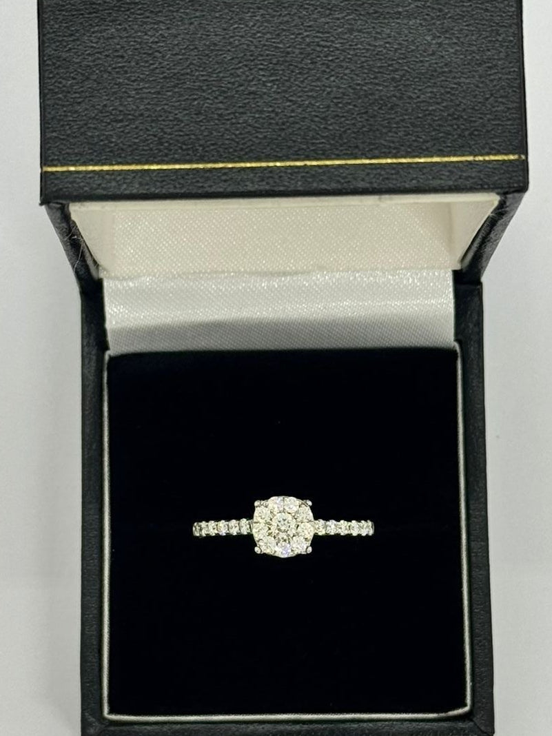 9ct White Gold Diamond Cluster Ring