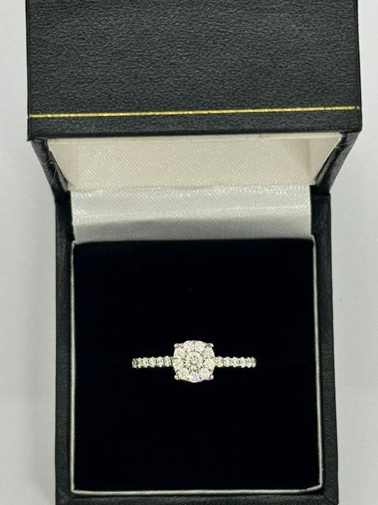 9ct White Gold Diamond Cluster Ring